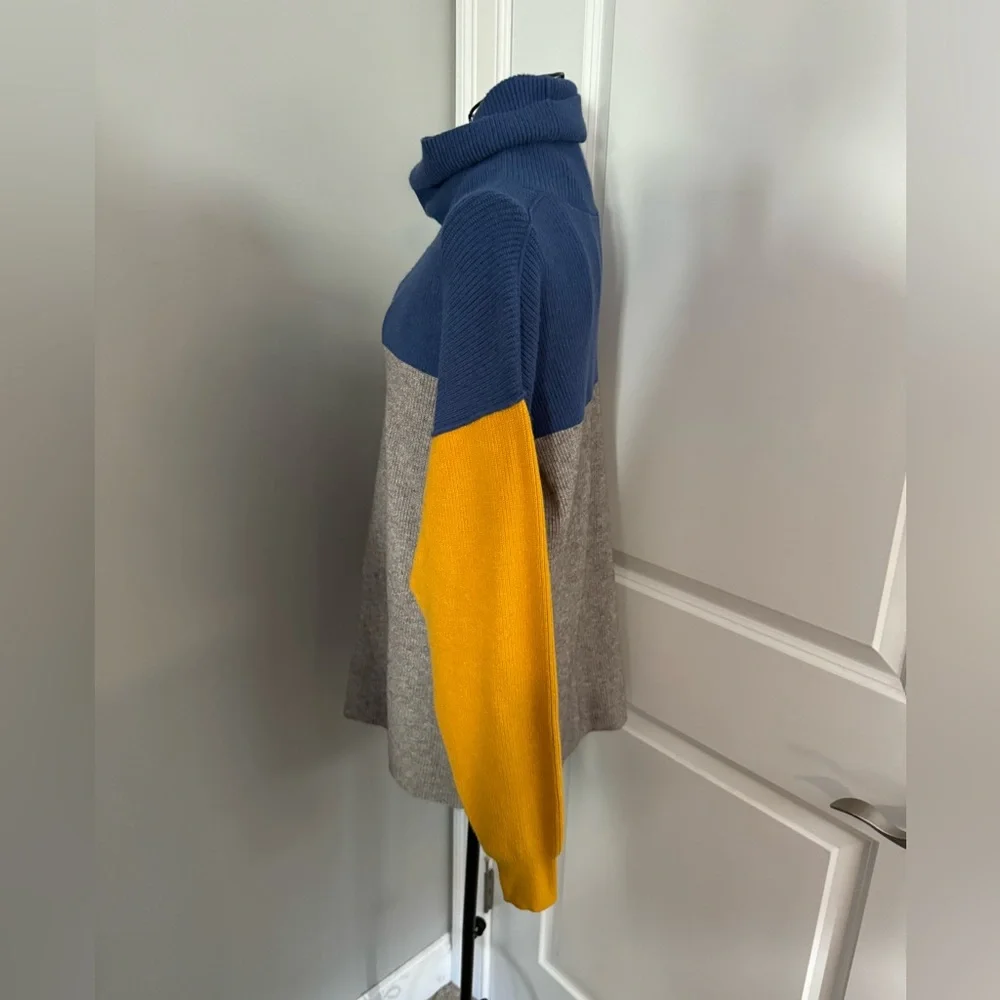 NWT Free People Structured Color Block Tunic Turtleneck Sweater Size XS-OVERSIZE